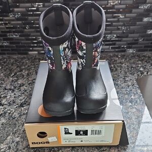 BOGS Kids' Black and Multicolor Floral Boots